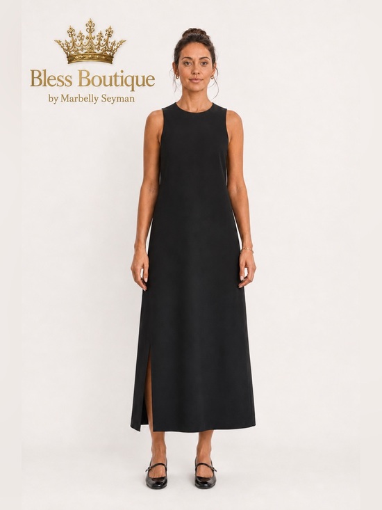 Theory Dresses & Skirts - Theory Black Sleeveless A-Line Maxi Dress Side Slit Size 0